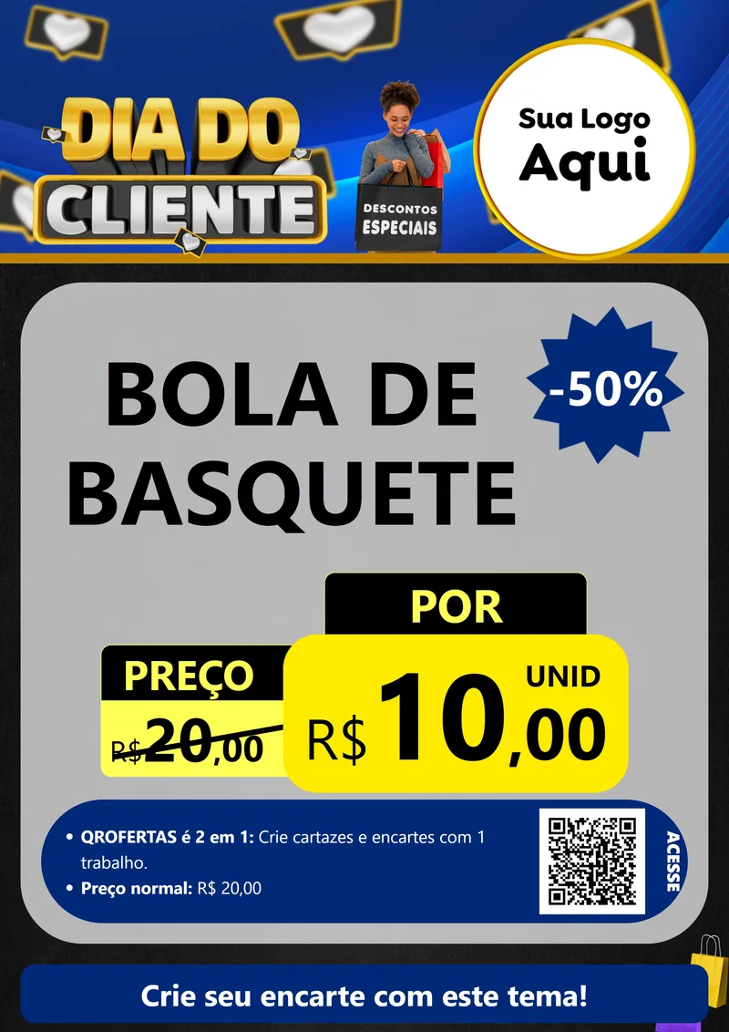 Modelo de Cartaz para Cartaz A4 Vertical com o tema Dia Do Cliente para Artigos Esportivos
