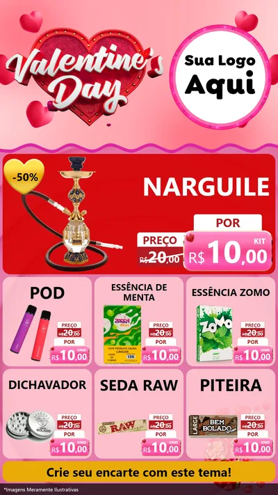 Modelo de Rede Social para Stories com o tema Valentine's Day para Tabacaria