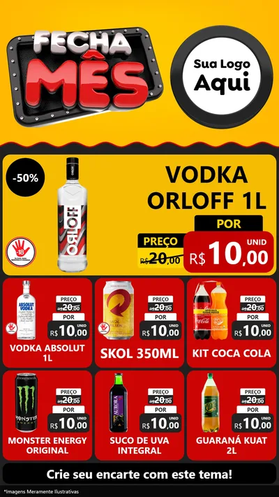 Modelo de Rede Social para Stories com o tema Fecha Mês para Distribuidora de bebidas