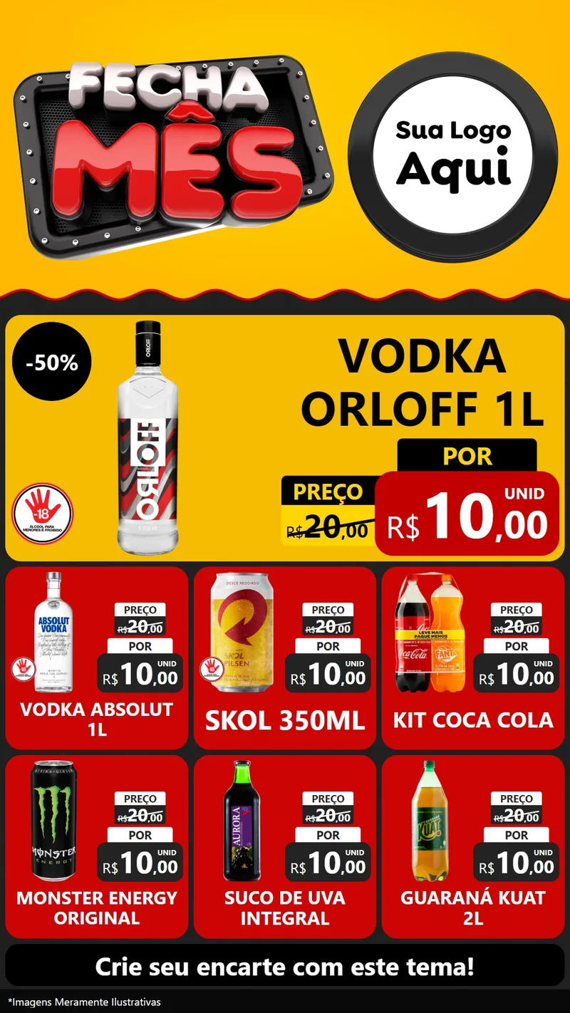 Modelo de Rede Social para Stories com o tema Fecha Mês para Distribuidora de bebidas