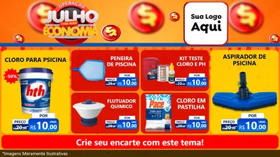 Modelo de TV para TV Horizontal com o tema Operação Julho Com Mais Economia para Produtos para Piscina