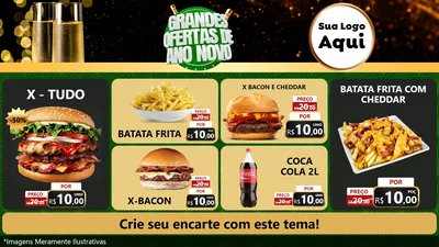 Modelo de TV para TV Horizontal com o tema Grandes Ofertas de Ano Novo para Hamburgueria