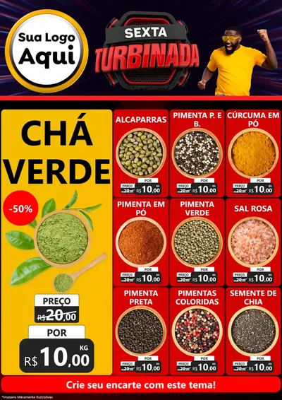 Modelo de Encarte para Encarte A4 Vertical com o tema Sexta Turbinada para Produtos Naturais