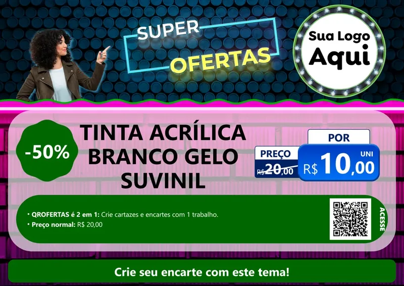 Modelo de Cartaz para Cartaz A4 Horizontal com o tema Super Ofertas para Tintas e Ferramentas