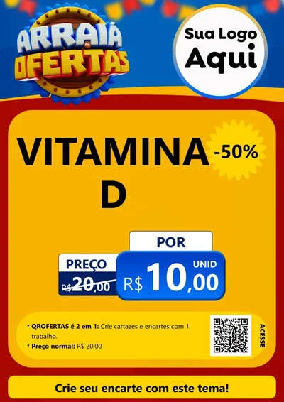 Modelo de Cartaz para Cartaz A4 Vertical com o tema Arraiá de Ofertas - Junina para Farmácia