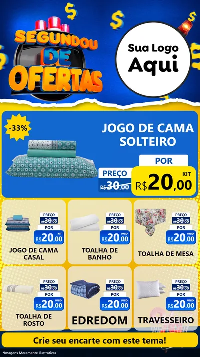 Modelo de Rede Social para Stories com o tema Segundou de Ofertas para Cama, Mesa e Banho