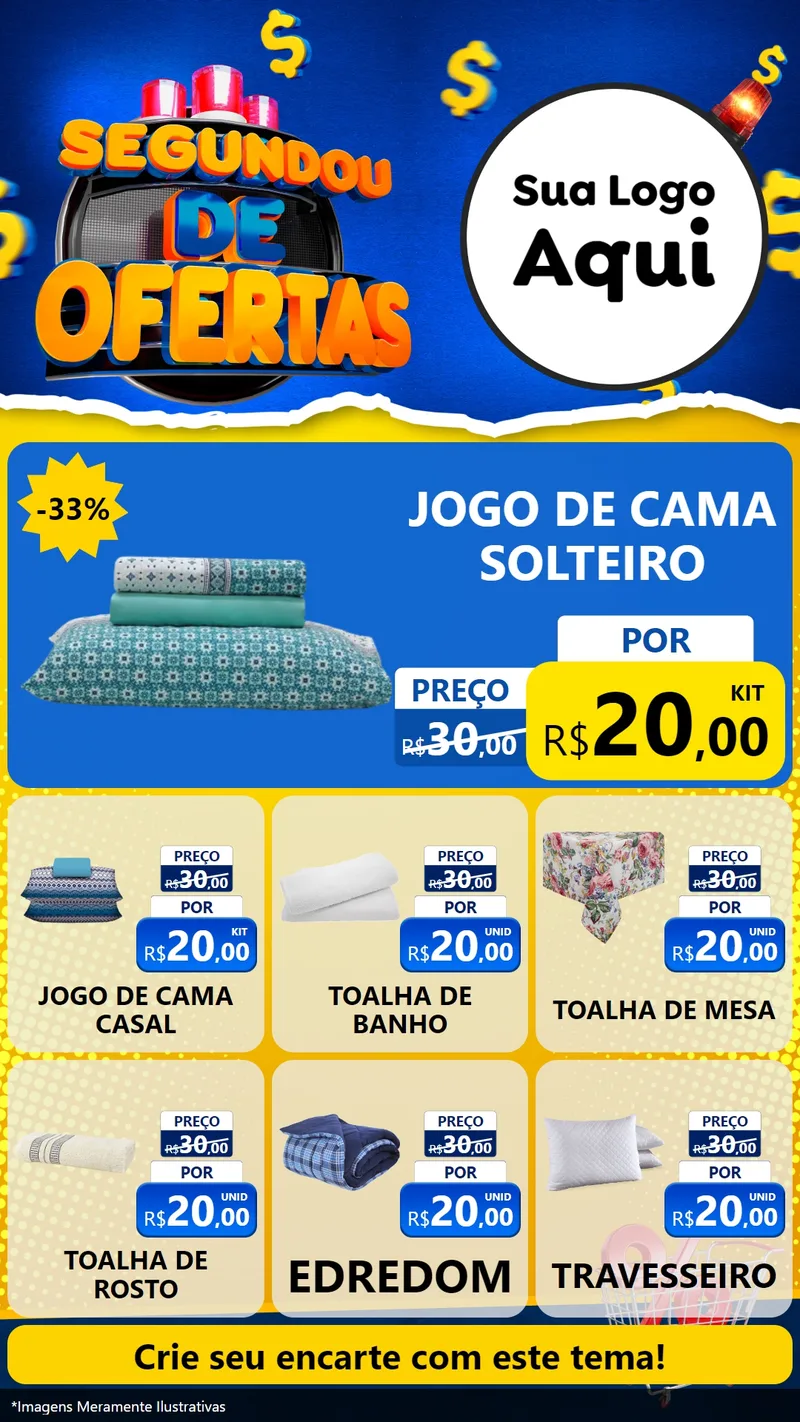Modelo de Rede Social para Stories com o tema Segundou de Ofertas para Cama, Mesa e Banho