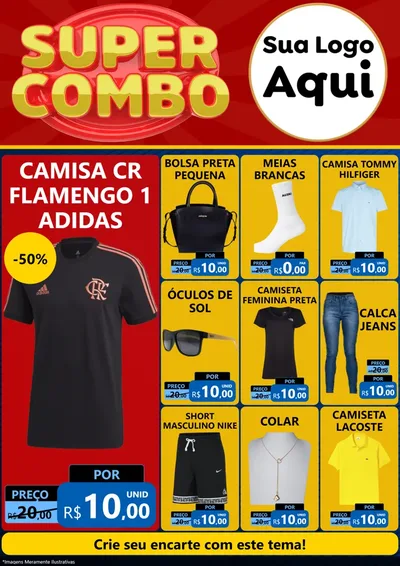 Modelo de Encarte para Encarte A4 Vertical com o tema Super Combo para Roupas e acessórios