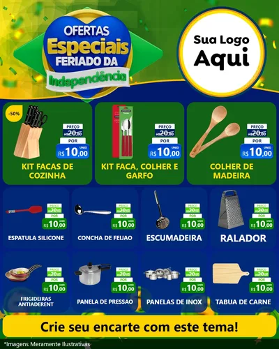 Modelo de Rede Social para Feed Instagram com o tema Ofertas Especiais Feriado da Independência para Utilidades Domésticas