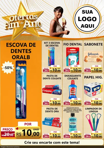 Modelo de Encarte para Encarte A4 Vertical com o tema Ofertas Fim de Ano para Higiene Pessoal