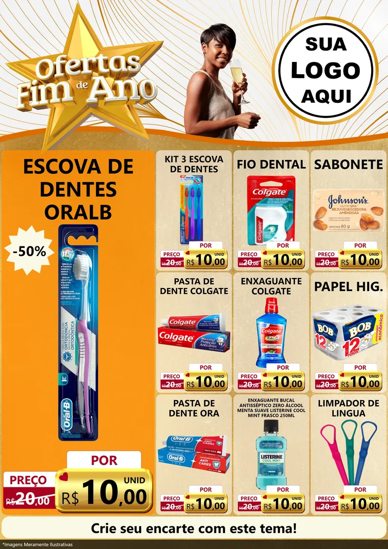 Modelo de Encarte para Encarte A4 Vertical com o tema Ofertas Fim de Ano para Higiene Pessoal