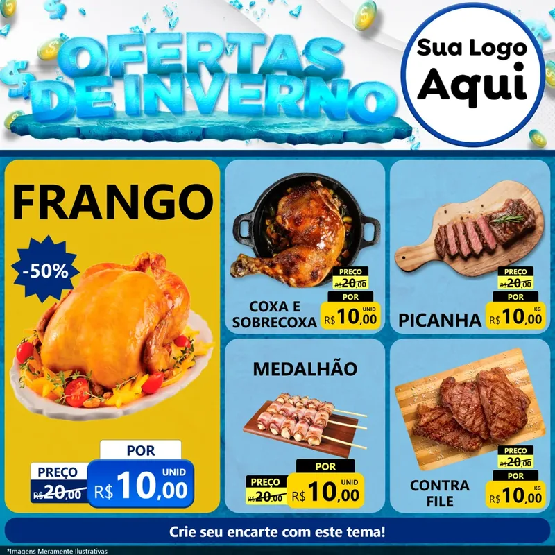 Modelo de Rede Social para Feed Facebook com o tema Ofertas de Inverno para Assados