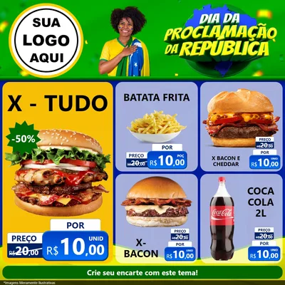 Modelo de Rede Social para Feed Facebook com o tema Dia Da Proclamação Da República para Hamburgueria