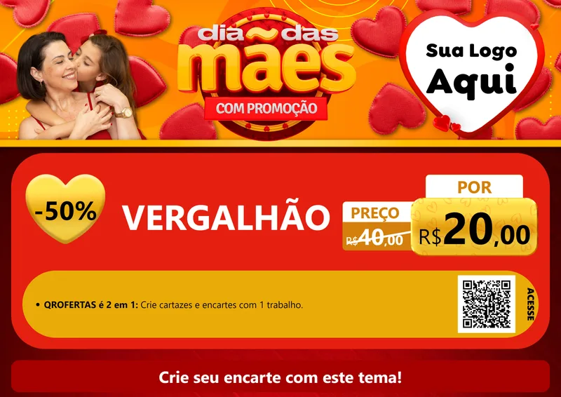 Modelo de Cartaz para Cartaz A4 Horizontal com o tema Dia das Mães com Promoção para Ferragens