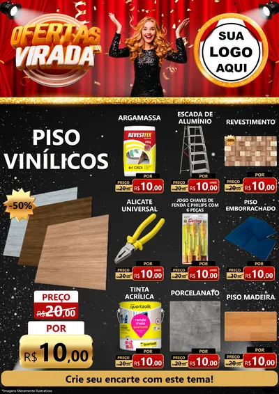 Modelo de Encarte para Encarte A4 Vertical com o tema Ofertas da Virada para Material para Construção