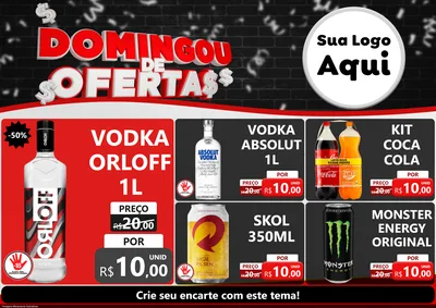 Modelo de Encarte para Encarte A4 Horizontal com o tema Domingou de Ofertas para Distribuidora de bebidas