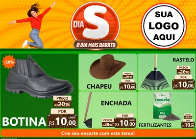 Modelo de Encarte para Encarte A4 Horizontal com o tema Dia S - O Dia Mais Barato para Agropecuária