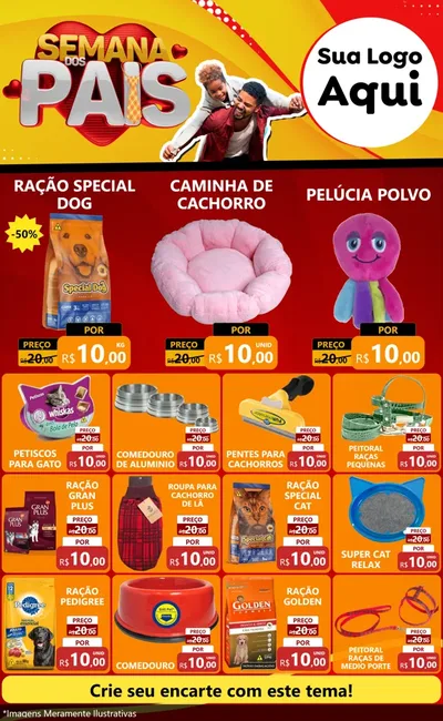 Modelo de Encarte para Encarte Grande com o tema Semana Dos Pais para Pet Shop