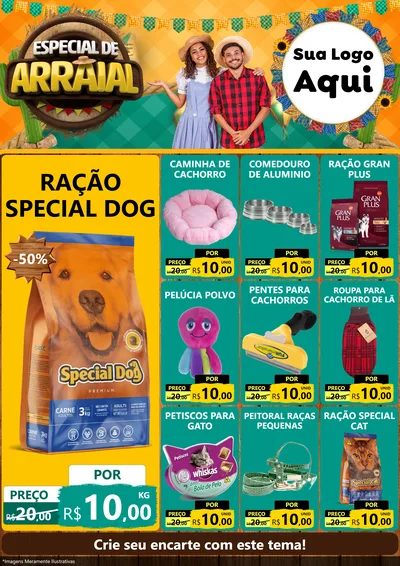Modelo de Encarte para Encarte A4 Vertical com o tema Especial De Arraial para Pet Shop