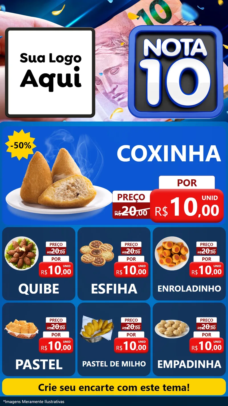 Modelo de Rede Social para Stories com o tema Nota 10 para Salgadaria