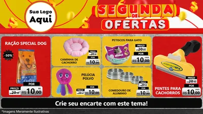 Modelo de TV para TV Horizontal com o tema Segunda de Ofertas para Pet Shop