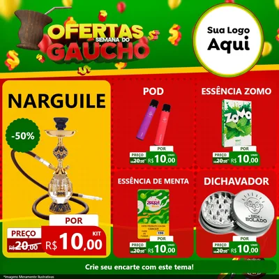 Modelo de Rede Social para Feed Facebook com o tema Ofertas Semana Do Gaúcho para Tabacaria