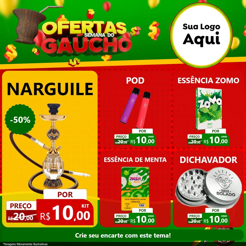 Modelo de Rede Social para Feed Facebook com o tema Ofertas Semana Do Gaúcho para Tabacaria