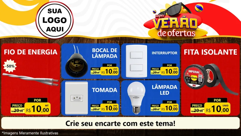 Modelo de TV para TV Horizontal com o tema Super Verão de Ofertas para Materiais Elétricos
