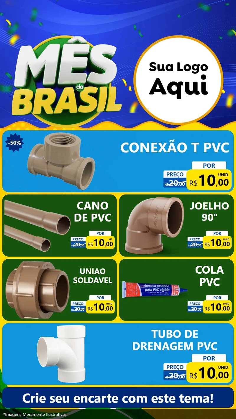 Modelo de TV para TV Vertical com o tema Mês do Brasil para Tubos e conexões