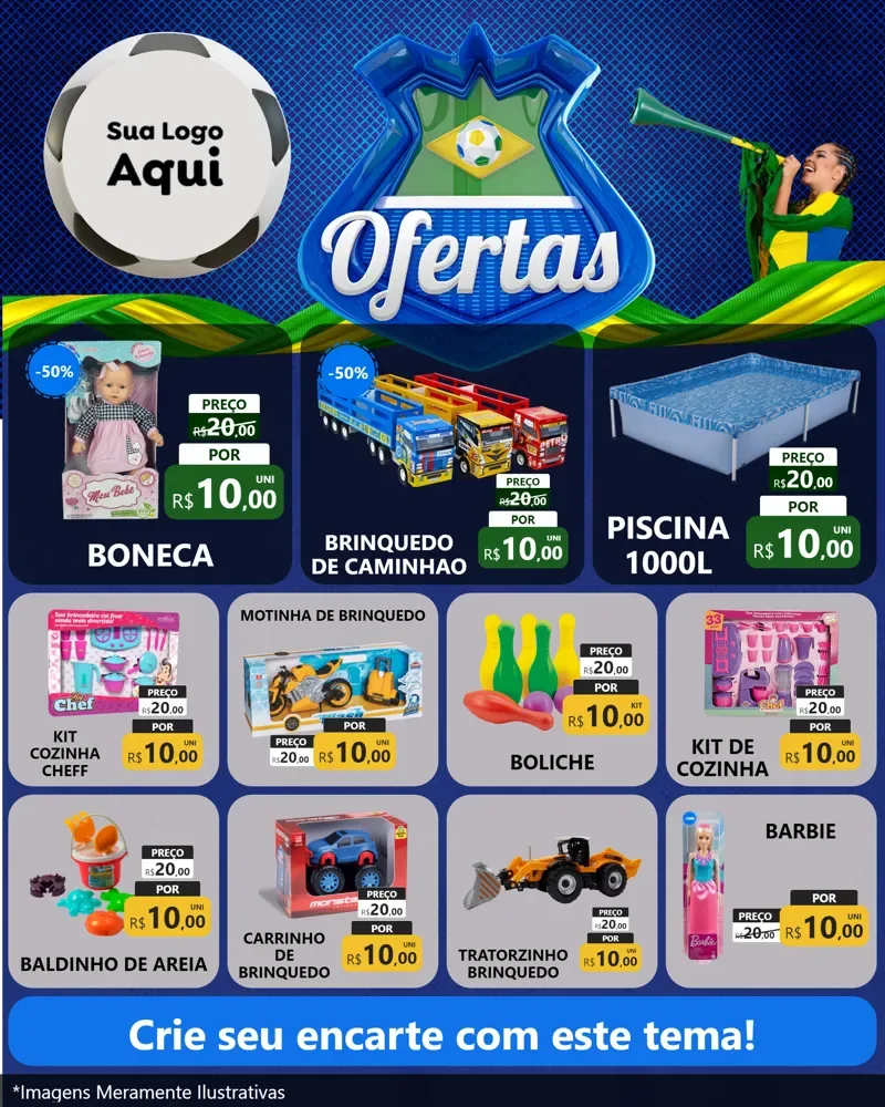 Modelo de Rede Social para Feed Instagram com o tema Ofertas (Futebol) para Brinquedos