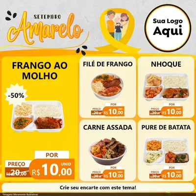 Modelo de Rede Social para Feed Facebook com o tema Setembro Amarelo para Restaurante