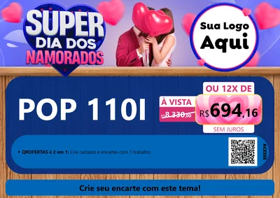 Modelo de Cartaz para Cartaz A4 Horizontal com o tema Super Dia dos Namorados para Concessionaria de Motos