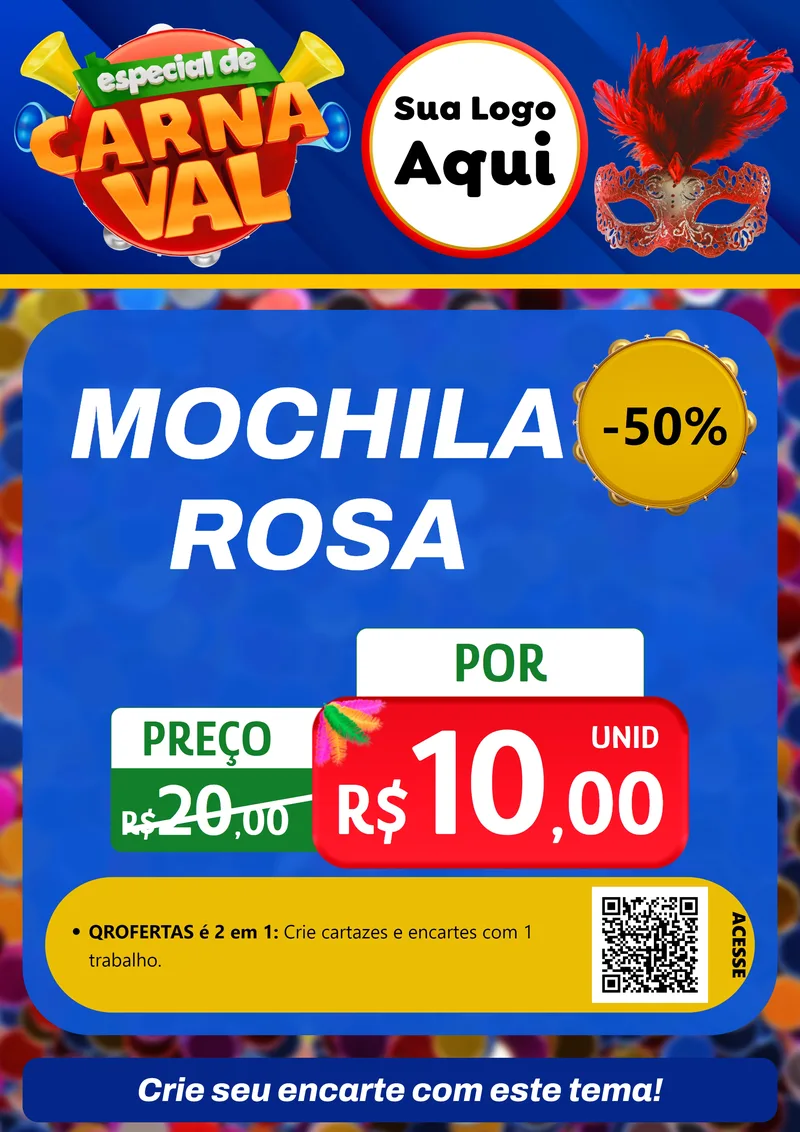 Modelo de Cartaz para Cartaz A4 Vertical com o tema Especial de Carnaval para Papelaria