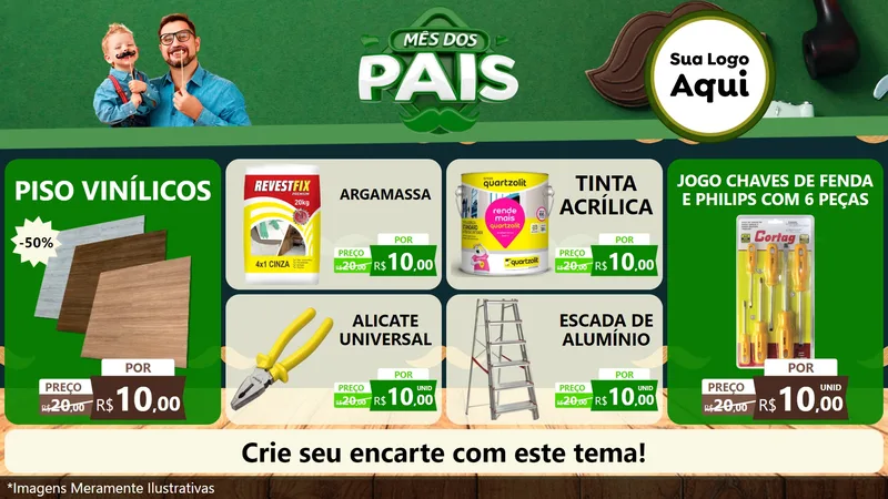 Modelo de TV para TV Horizontal com o tema Mês dos Pais para Material para Construção