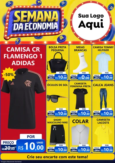 Modelo de Encarte para Encarte A4 Vertical com o tema Semana da Economia para Roupas e acessórios