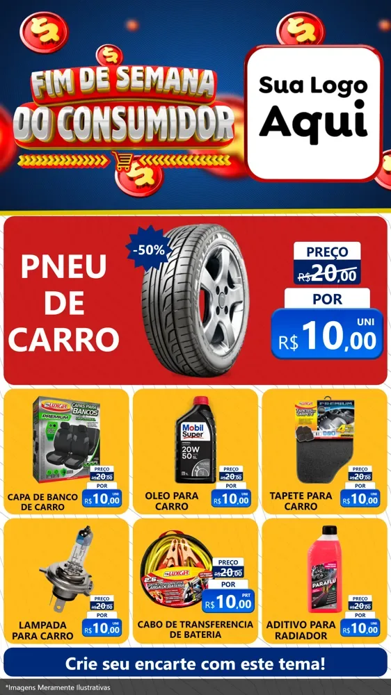 Modelo de Rede Social para Stories com o tema Fim de Semana do Consumidor para Auto peças