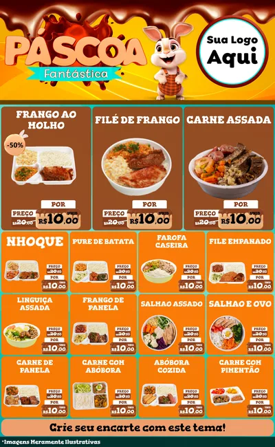 Modelo de Encarte para Encarte Grande com o tema Páscoa Fantástica para Restaurante