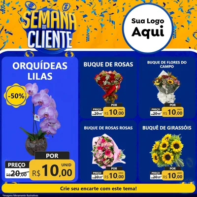 Modelo de Rede Social para Feed Facebook com o tema Semana do Cliente para Floricultura e jardim
