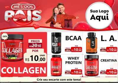 Modelo de Encarte para Encarte A4 Horizontal com o tema Mês dos Pais para Suplementos alimentares