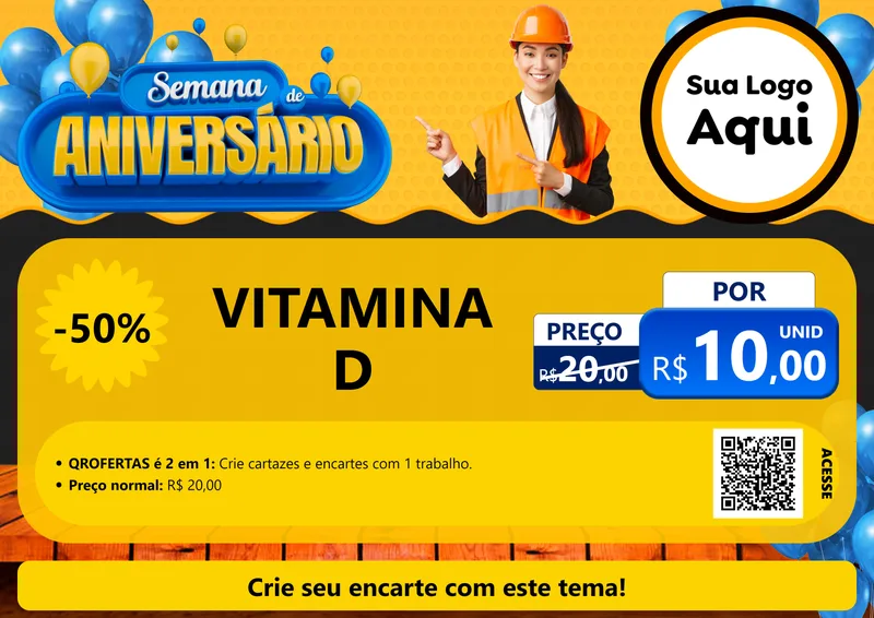 Modelo de Cartaz para Cartaz A4 Horizontal com o tema Semana de Aniversário para Farmácia