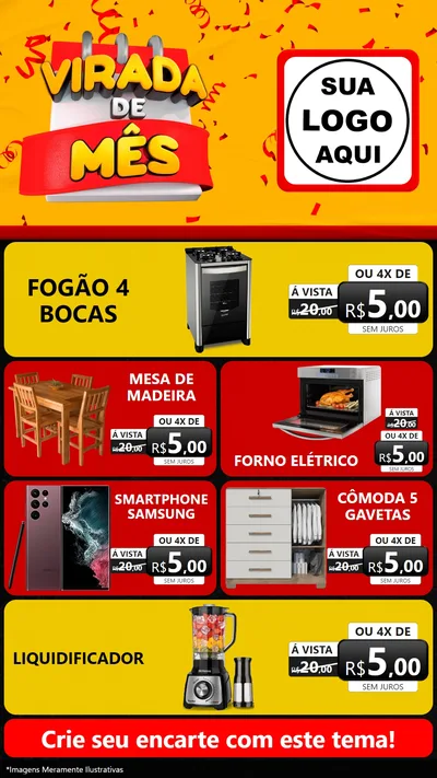 Modelo de TV para TV Vertical com o tema Virada de Mês para Móveis e Eletro