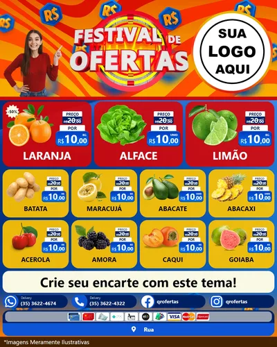 Modelo de Rede Social para Feed Instagram com o tema Festival de Ofertas para Hortifrúti