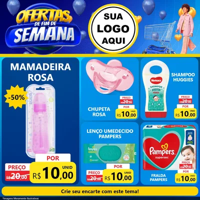 Modelo de Rede Social para Feed Facebook com o tema Ofertas de Fim de Semana para Bebês