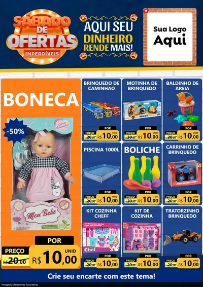 Modelo de Encarte para Encarte A4 Vertical com o tema Sábado de Ofertas Imperdíveis para Brinquedos