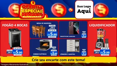 Modelo de TV para TV Horizontal com o tema Ofertas Especiais de Agosto para Móveis e Eletro