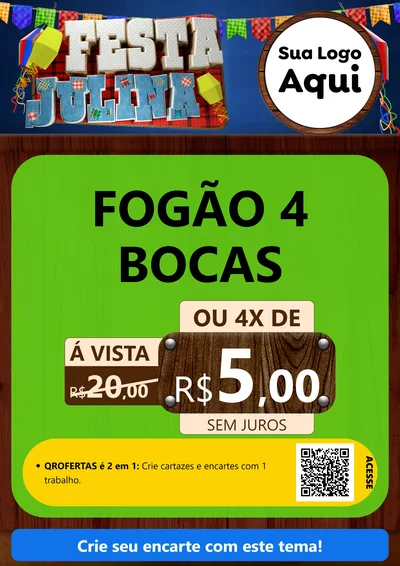 Modelo de Cartaz para Cartaz A4 Vertical com o tema Festa Julina para Móveis e Eletro