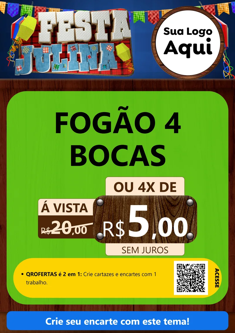 Modelo de Cartaz para Cartaz A4 Vertical com o tema Festa Julina para Móveis e Eletro