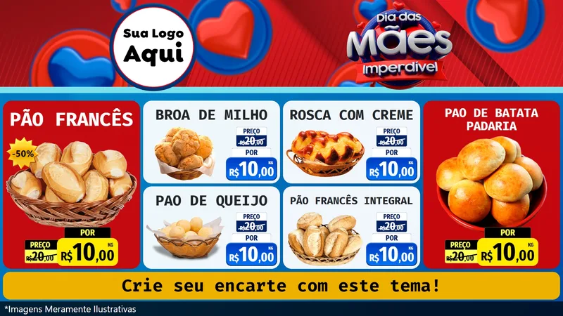 Modelo de TV para TV Horizontal com o tema Dia Das Mães Imperdível para Padaria
