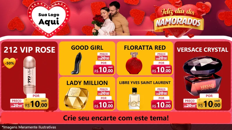 Modelo de TV para TV Horizontal com o tema Feliz Dia Dos Namorados para Perfumes