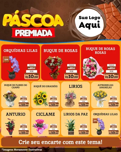 Modelo de Rede Social para Feed Instagram com o tema Páscoa Premiada para Floricultura e jardim